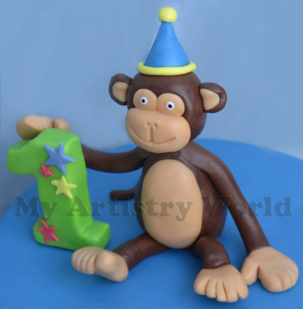 Birthday Monkey with number cake topper