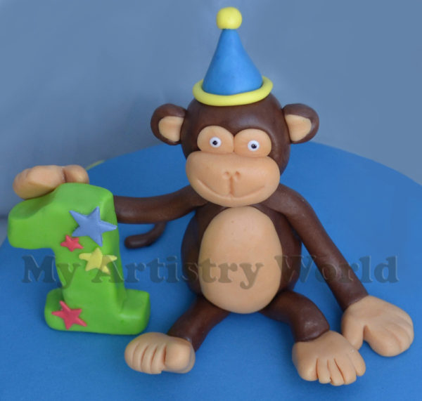 Birthday Monkey with number cake topper