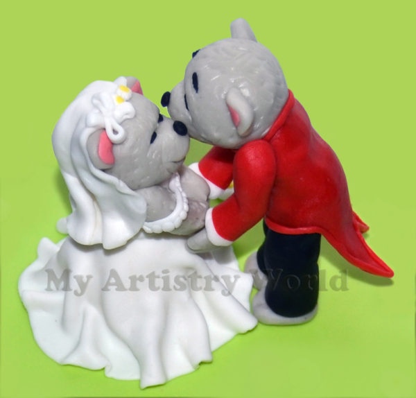 Wedding Bear couple cake topper