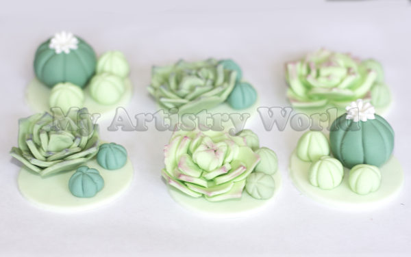 Succulent cupcake toppers