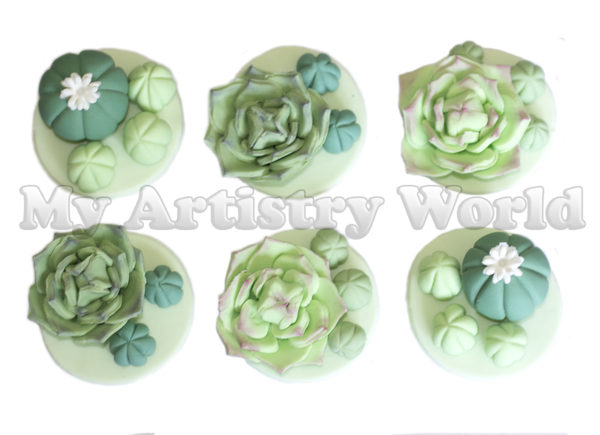 Succulent cupcake toppers