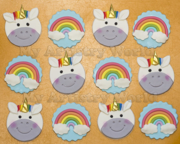 Unicorn and rainbow cupcake toppers