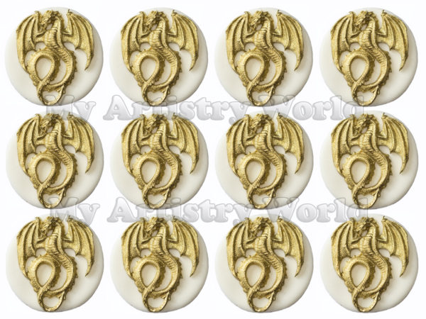 Gold dragon cupcake toppers