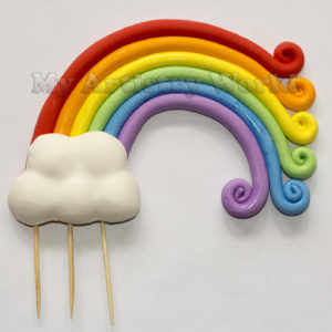 Rainbow with a cloud cake topper