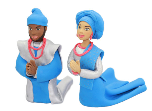 Nigerian wedding couple cake topper