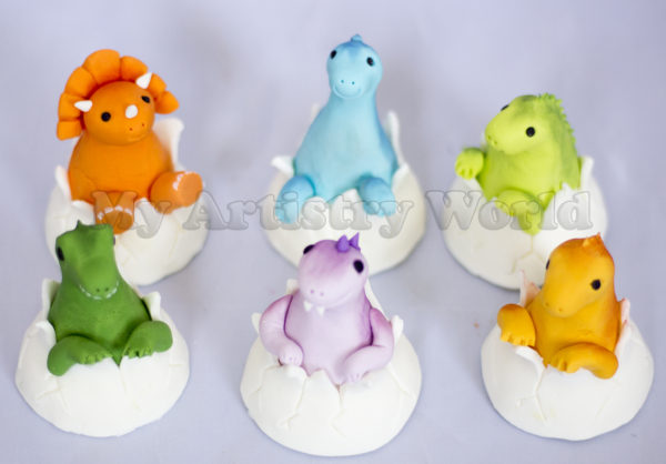 Hatching Baby Dinosaurs cupcake toppers