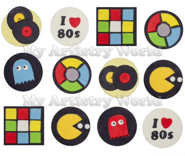 1980's themed cupcake toppers