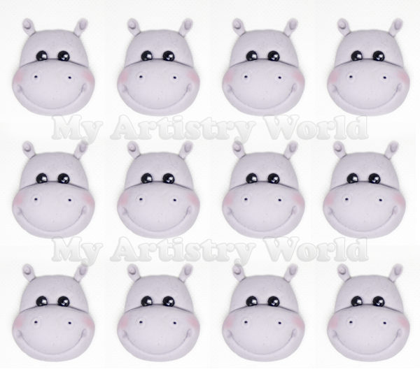 Hippo cupcake toppers