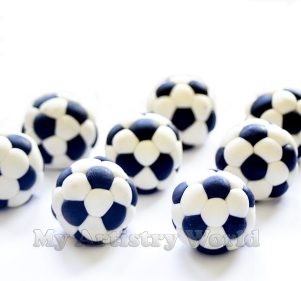 Soccer ball cupcake toppers