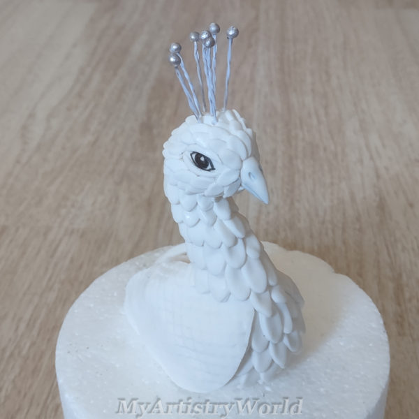 White Peacock cake topper