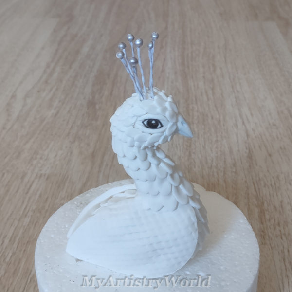 White Peacock cake topper