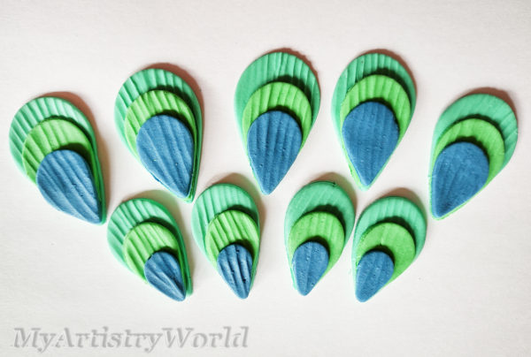 Fondant peacock feathers