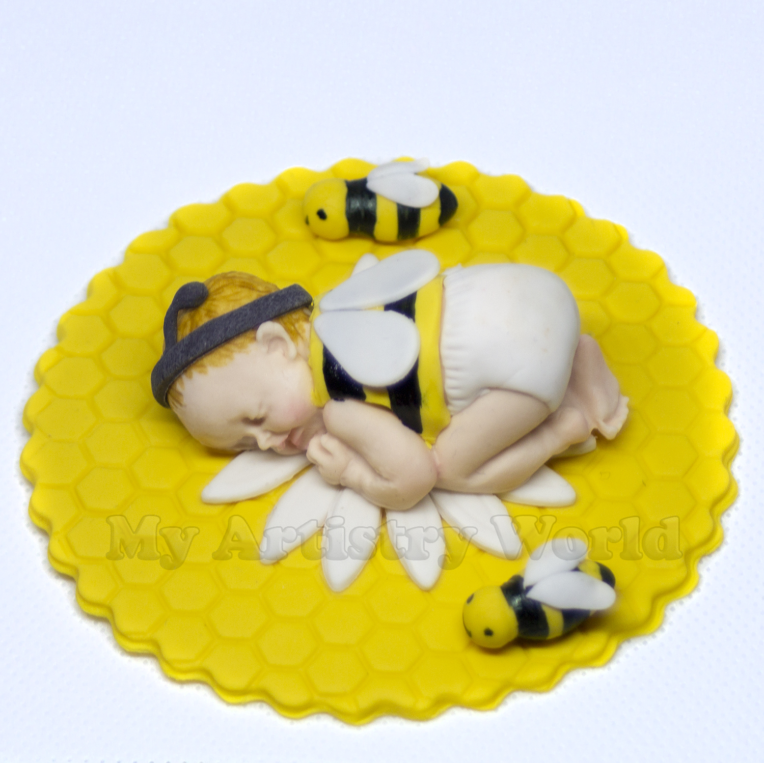 Edible Bumble Bees Fondant Sugar Paste Decoration Cake and Cupcakes Toppers  