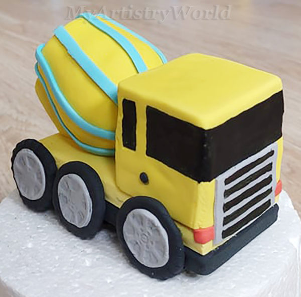 Cement mixer truck cake topper