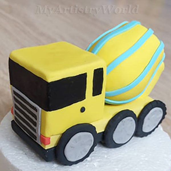 Cement mixer truck cake topper