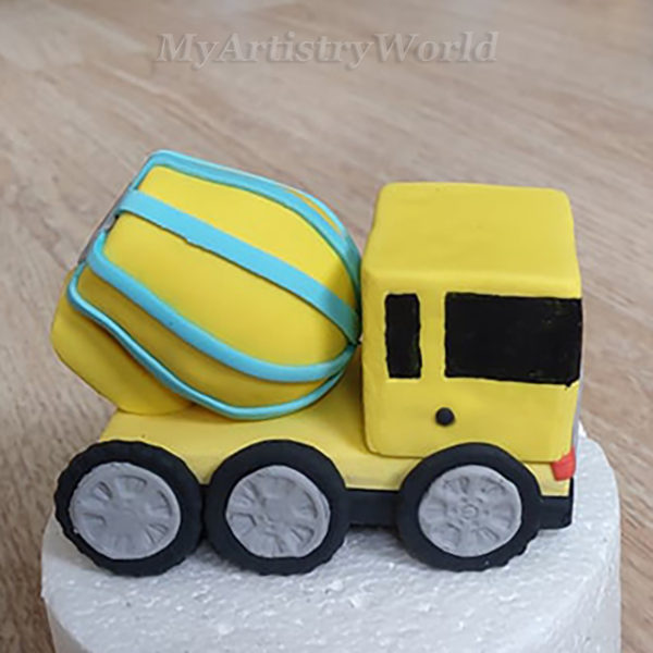 Concrete mixer truck cake topper