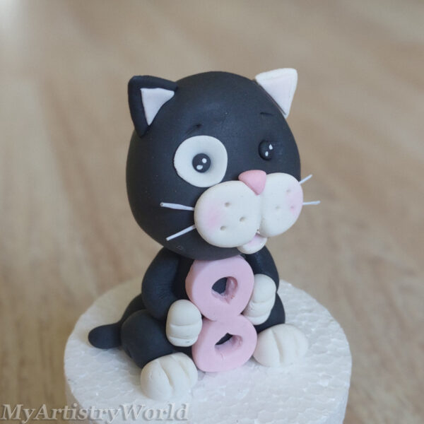 Cat with a number cake topper