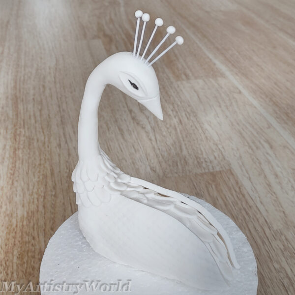 White Peacock cake topper