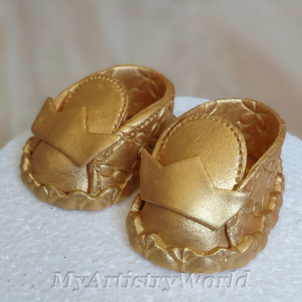 Gold Baby Booties cake toppers