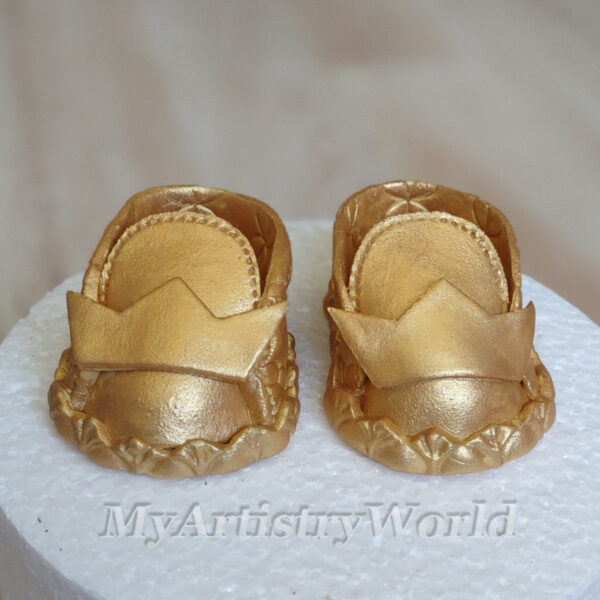 Gold Baby Booties cake toppers