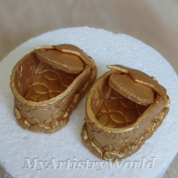 Gold Baby Booties cake toppers