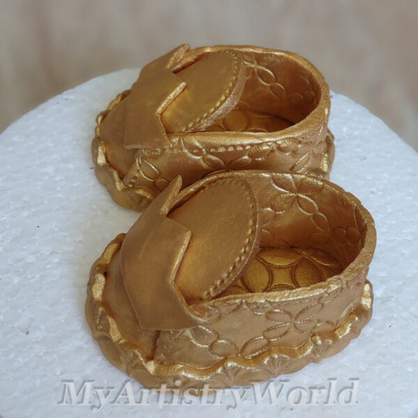 Gold Baby Booties cake toppers