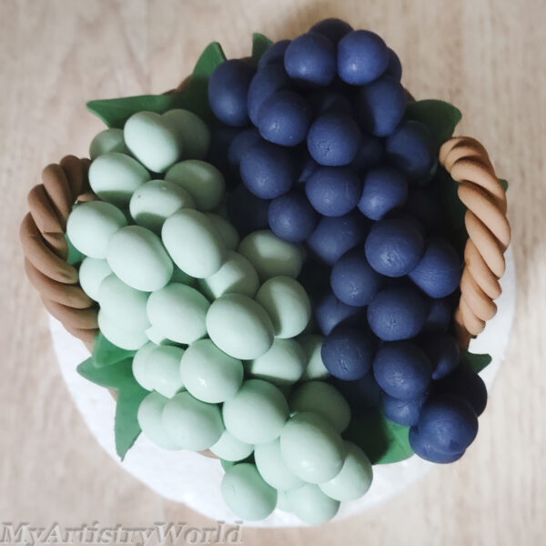 Basket with Grapes cake topper