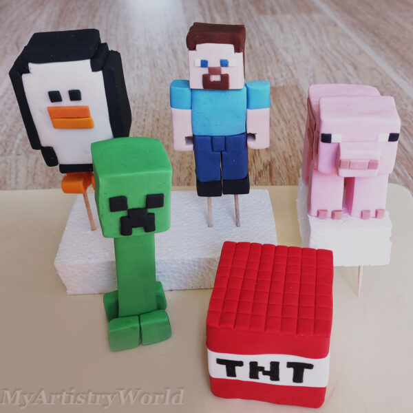 Minecraft themed cake toppers